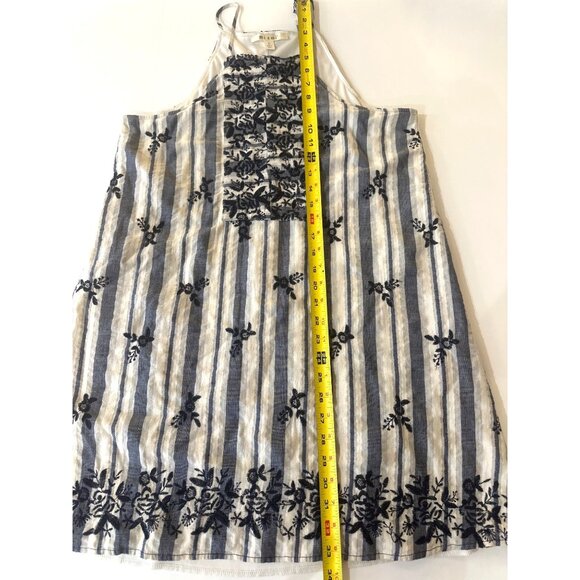 Miami Womens Blue & White Striped Embroidered Sundress Size L - Picture 7 of 9